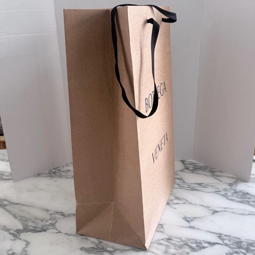 Bottega Veneta Large Brown Kraft Paper Shopping Bag-Black Ribbon Handles 14